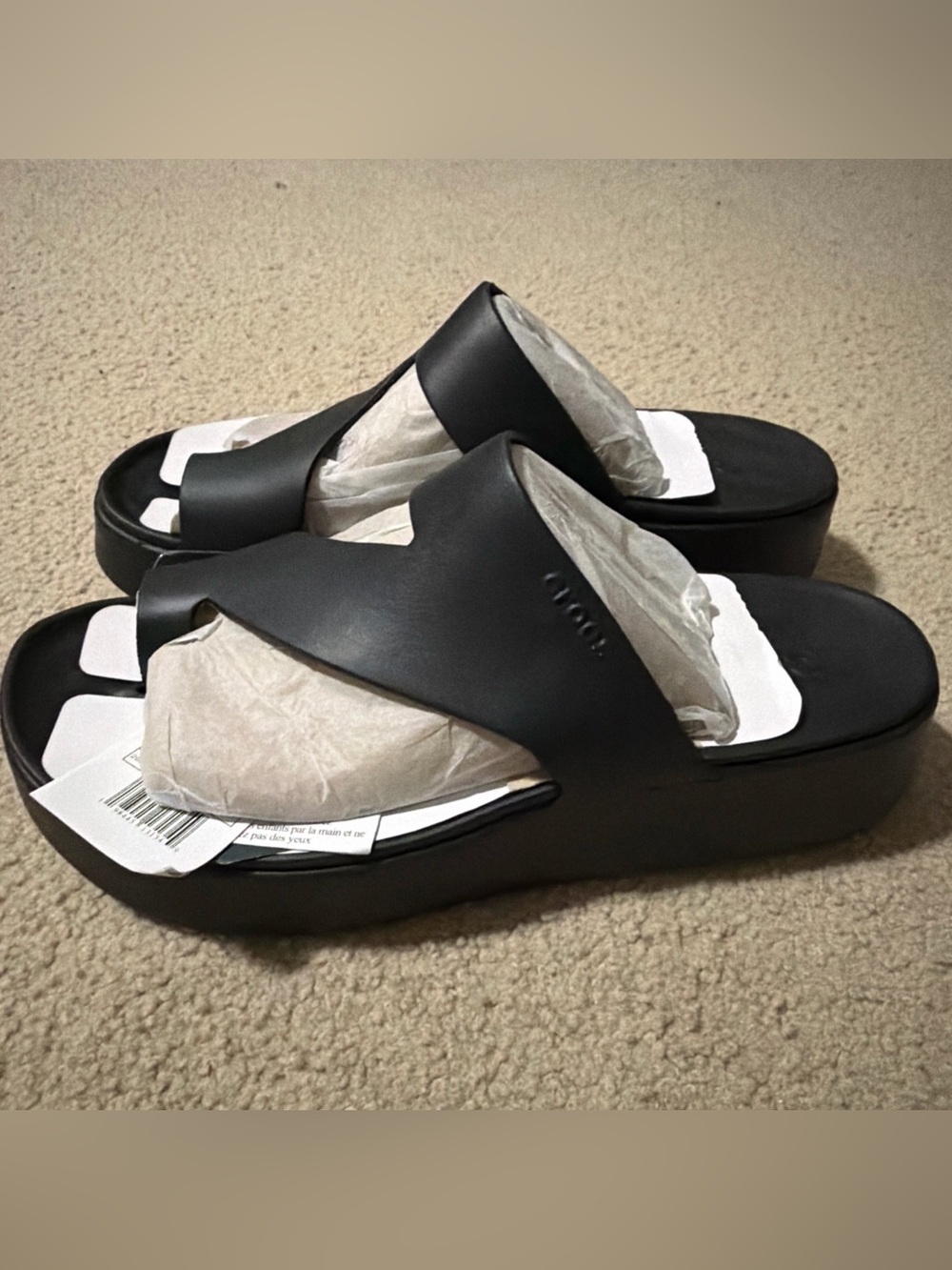 Crocs Womens 9 Getaway Platform Toe Loop Sandals Slides Platforms 210834-001 NEW